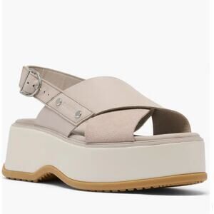 Sorel Dayspring Slingback Platform Sandals Crushed Clay Chalk Women's 6 NWOT